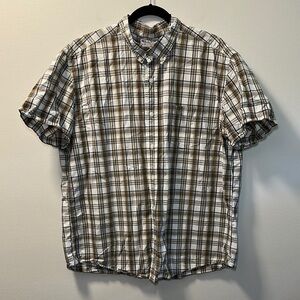 Lucky Brand Men’s Brown Plaid Short Sleeve Button Down Shirt Size XXL